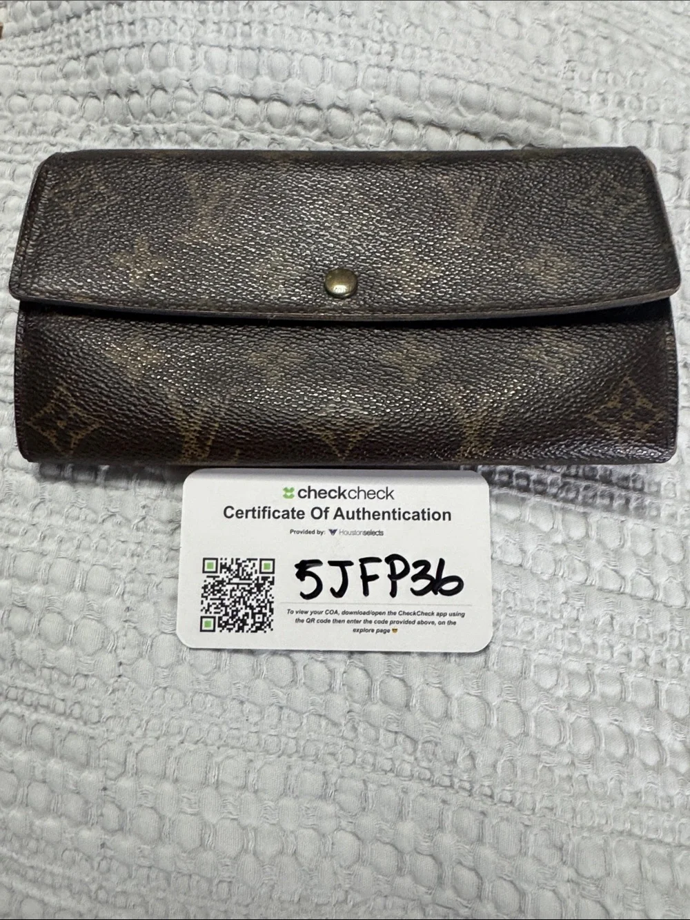 Louis Vuitton Monogram Brown Fold-Over Continental Wallet with COA